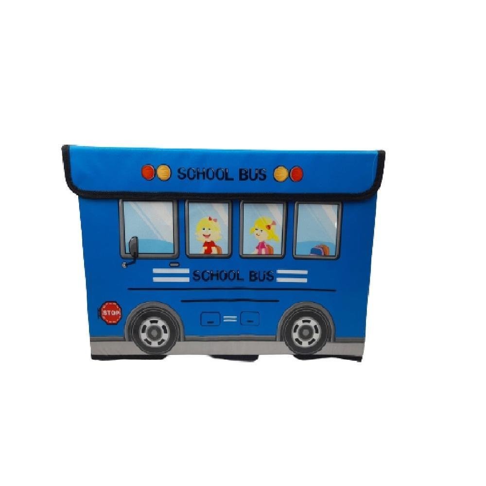 BAÚ ORGANIZADOR PUF AZUL MULTIUSO PORTA TRECO INFANTIL BRINQUEDOS - 3