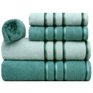 Jogo de Toalha de Banho 5 Peças 100% Algodão Classic Verde Inglês/verde Ice