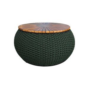 Mesa de Centro Barril Alumínio Corda Náutica Verde Militar
