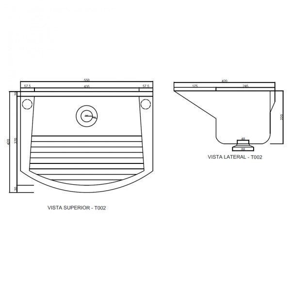 Tanque Simples em Mármore Sintético 55cmx42cm 20 Litros DVG Decoralita - 2