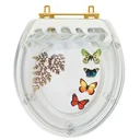 Ver imagem 1 de Assento Sanitário Poliéster Convencional Decorado Borboletas Com Ferragem Dourada