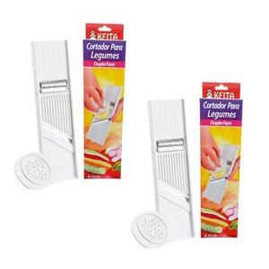 Kit 2 Cortador Fatiador de Legumes Dupla Face Keita Chips Cozinha