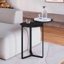 Ver imagem 1 de Mesa Lateral Industrial Chanfrada Artesano 44 Cm (largura) 2 Tampos Mdp Nero (preto) Pé Aço Preto