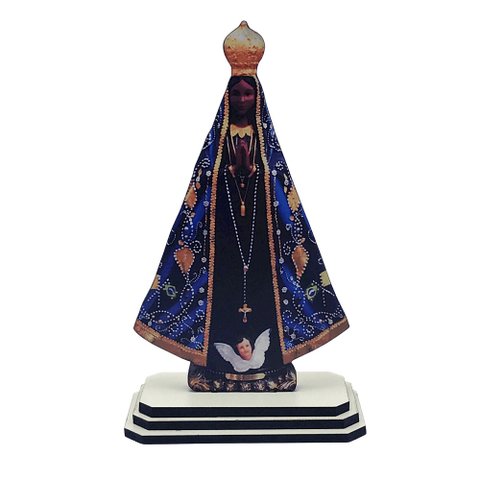 Adorno Imagem Nossa Senhora Aparecida de Mesa Madeira 12 Cm