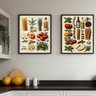 Kit 2 Quadros Cozinha Italiana Vintage - Ingredientes 33x24cm - com Vidro:moldura Preta - 1