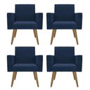 Ver imagem 1 de Kit 4 Cadeira para Recepção Barbearia Sala de Espera Lina Azul-marinho