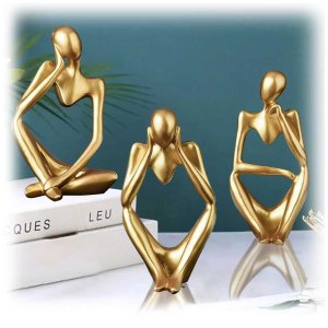 Trio Pensadores Estátua Decorativa Figura Abstrata Pensador Enfeite Casa Moderno Mesa Sala Minimalis