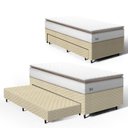 Ver imagem 1 de Cama Box com Colchão de Molas Ensacadas Pillow Top Neve + Auxiliar de Espuma Unique Solteiro 88cm