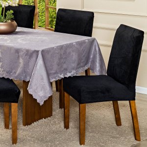 Capa de Cadeira Jantar Avulsa Lisa Splendore Ajustável com Elástico - Tecido Veludo Suede Decoração 