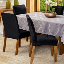 Capa de Cadeira Jantar Avulsa Lisa Splendore Ajustável com Elástico - Tecido Veludo Suede Decoração  - 2