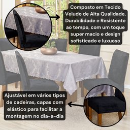 Capa de Cadeira Jantar Avulsa Lisa Splendore Ajustável com Elástico - Tecido Veludo Suede Decoração  - 5