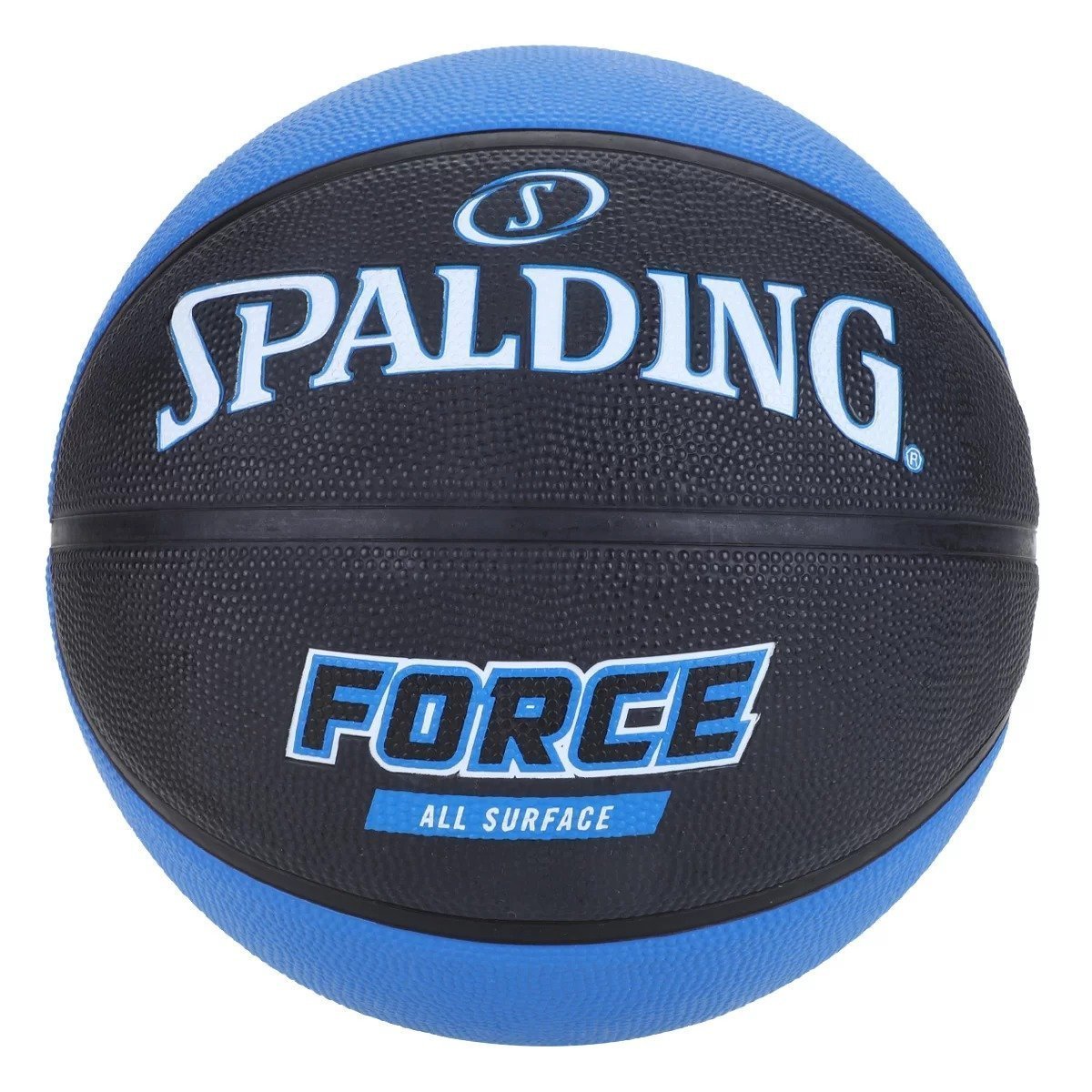 Bola de Basquete Spalding Force - Preto+Azul:Preto/Único/Preto