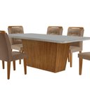 Ver imagem 2 de Mesa para Sala de Jantar Aida 180cm Mdf e 6 Cadeiras Moderna Vel. Capuccino Off White Imbuia