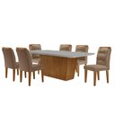 Ver imagem 1 de Mesa para Sala de Jantar Aida 180cm Mdf e 6 Cadeiras Moderna Vel. Capuccino Off White Imbuia