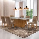 Ver imagem 4 de Mesa para Sala de Jantar Aida 180cm Mdf e 6 Cadeiras Moderna Vel. Capuccino Off White Imbuia