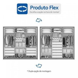 Guarda-Roupa Casal com 4 Espelhos 6 Portas 6 Gavetas Urban Glass - 4
