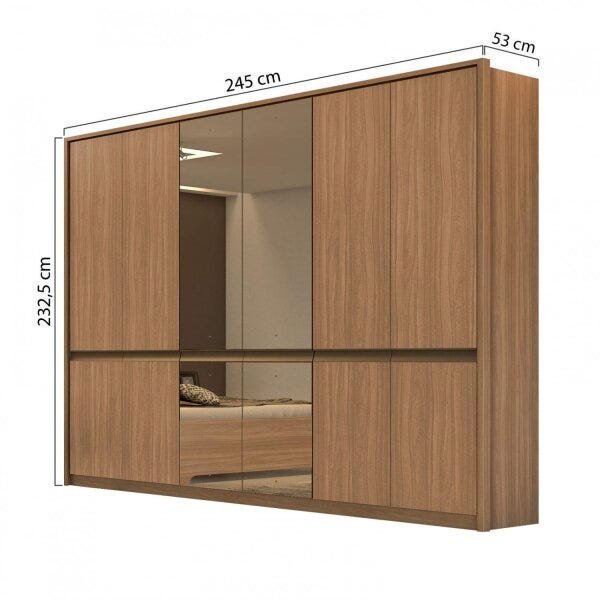 Guarda-Roupa Casal com 4 Espelhos 6 Portas 6 Gavetas Urban Glass - 3