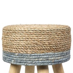 Puff Boxbit Phi em Fibra Natural e Base de Madeira Natural - 2