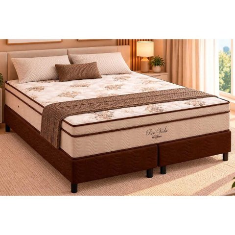 Cama Box Crc Queen+Colchão Molas Ensacadas Pró Vida Ortobom