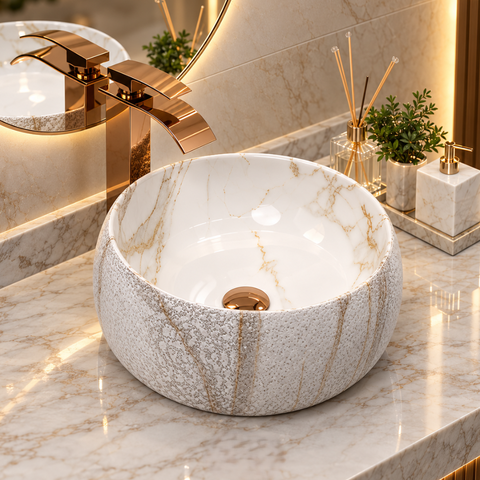 Cuba Pia Louça Cerâmica Apoio Banheiro 39x39cm Luxo White