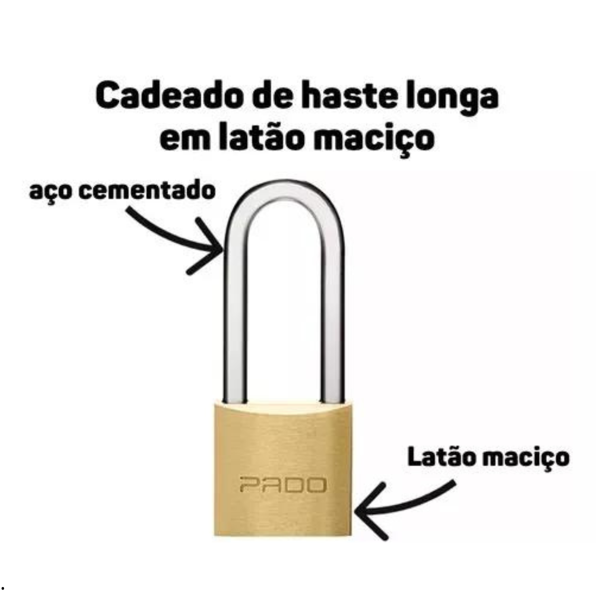 Cadeado Sm Lt Haste Longa Latão Pado 45/50mm com 2 Chaves - 2