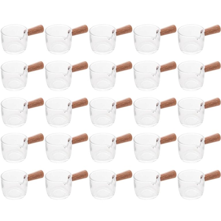 Conjunto 25 Molheiras de Vidro com Cabo de Bambu 50ml Cremeiras para Restaurantes Lyor
