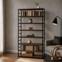 Ver imagem 1 de Estante Multiuso Organizador Livreiro Estilo Industrial 180x100 Preto Imbuia