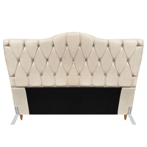 Cabeceira Queen Size Cama Box de Casal Quarto Estofada Barcelona 160cm:corino Bege Claro