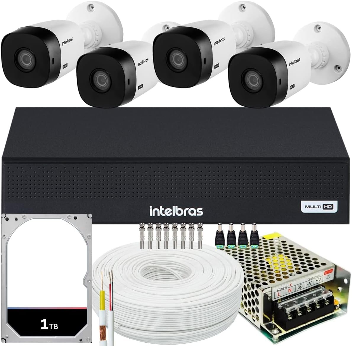 Kit Cftv 4 Cameras Full Hd Vhl 1220 Dvr Intelbras 1004-c 1tb