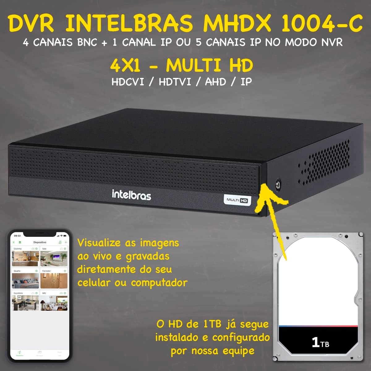 Kit Cftv 4 Cameras Full Hd Vhl 1220 Dvr Intelbras 1004-c 1tb - 2