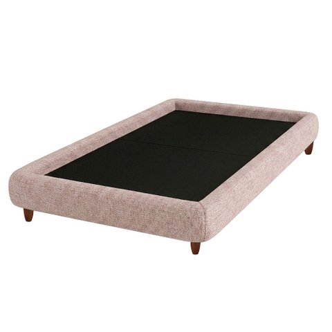 Cama Solteiro Pés Madeira 105cm Nami Linho Rosa Claro - Nexta Casa