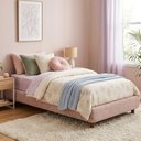 Ver imagem 2 de Cama Solteiro Pés Madeira 105cm Nami Linho Rosa Claro - Nexta Casa