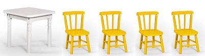 Conjunto Infantil 60x60 Com 4 Cadeiras - Amarelo - JM Móveis - 1