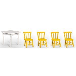 Conjunto Infantil 60x60 com 4 Cadeiras - Amarelo - Jm Móveis