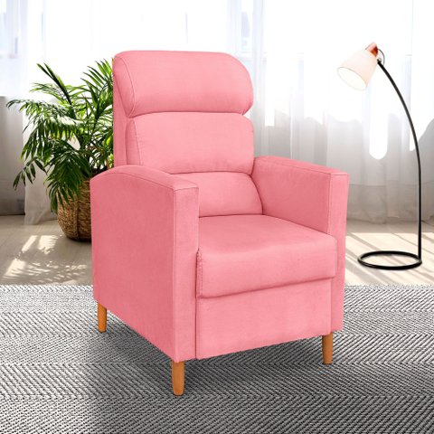 Poltrona Amamentação Reclinável Gisele - Poltrona Confortável para Leitura e Descanso - Rosa