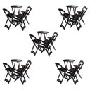 Ver imagem 1 de Kit 5 Jogos De Mesa Bistrô De Madeira Dobrável Com 3 Banquetas - Tabaco