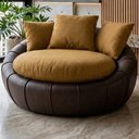 Ver imagem 2 de Poltrona Decorativa Safira Base Giratoria Linho Color Trend e Courino Tca 219 Tcs 721 Moll