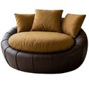 Ver imagem 1 de Poltrona Decorativa Safira Base Giratoria Linho Color Trend e Courino Tca 219 Tcs 721 Moll