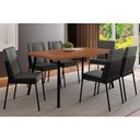 Ver imagem 1 de Conjunto: Mesa de Cozinha Stellar 1597 Aço C/ Tampo Madeirado 160x90cm e 6 Cadeiras Hug Preto/nogal