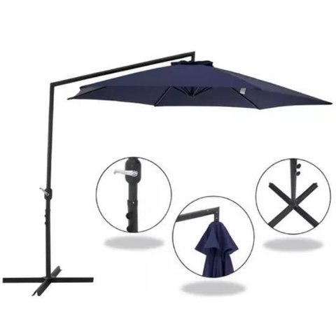 Ombrelone Bel Veneza 3 Metros Guarda Sol de Piscina, Varanda e Jardim Suspenso - Azul