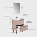 Ver imagem 2 de Gabinete para Banheiro com Cuba e Armario 60cm Retro MDF Rosa Milano - On Móveis