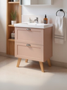 Ver imagem 4 de Gabinete para Banheiro com Cuba e Armario 60cm Retro MDF Rosa Milano - On Móveis