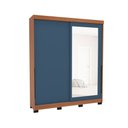 Ver imagem 2 de Guarda-roupa Casal Madrid 2 Portas 2 Gavetas com Espelho Azul/freijó - Politorno