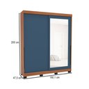 Ver imagem 4 de Guarda-roupa Casal Madrid 2 Portas 2 Gavetas com Espelho Azul/freijó - Politorno