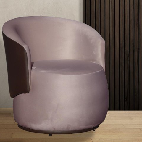 Poltrona Organica Beatriz Veludo Rose C/ Composê Corano Marrom - Lm Decor