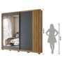 Guarda Roupa Casal 2 Portas Deslizantes com Espelho 3 Gavetas Freijo / Cinza Dhara - Moval - 4