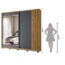 Ver imagem 4 de Guarda Roupa Casal 2 Portas Deslizantes com Espelho 3 Gavetas Freijo / Cinza Dhara - Moval