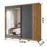 Guarda Roupa Casal 2 Portas Deslizantes com Espelho 3 Gavetas Freijo / Cinza Dhara - Moval - 3
