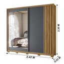 Ver imagem 3 de Guarda Roupa Casal 2 Portas Deslizantes com Espelho 3 Gavetas Freijo / Cinza Dhara - Moval