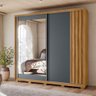 Guarda Roupa Casal 2 Portas Deslizantes com Espelho 3 Gavetas Freijo / Cinza Dhara - Moval - 1